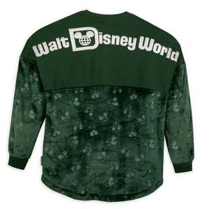 Disney Parks Mickey Mouse‎ Spirit Jersey Walt Disney World Green Fleece Sweater.